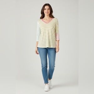 J. Jill 3/4 Sleeve Multi Color Striped Tunic Size Medium